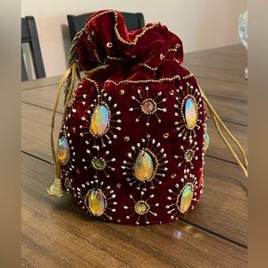 Red/dark red Velvet handmade bag